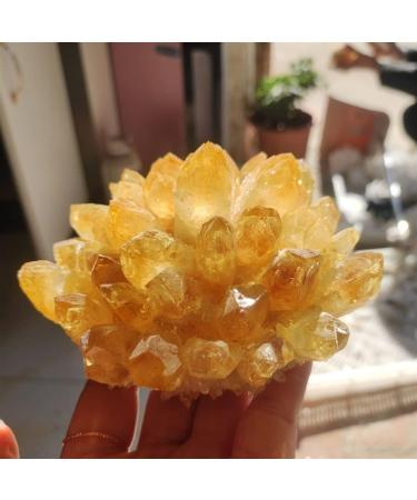 Crystal Rough Specimen Healed 1PC Natural Yellow Ghost Phantom Quartz Crystal Cluster Specimen Home Decoration Office Living Room Crystal Decora As a Gift 400-500g - Buy Online on GoSupps.com