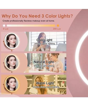 Rheross 1Set 10X LED Mirror Rechargeable Make Up Mirror Magnification Cosmetic Mirror 2 Side Adjustable with 3 Colors C - Buy Online on GoSupps.com