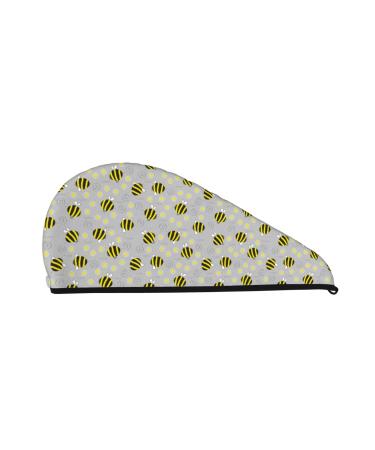 Cheerful Bumble Bees and Daisies Microfiber Hair Towel Soft Super Absorbent Hair Towel Wrap for Women Coral Velvet Quick Dry Hair Cap for Long Curly and Thick Hair