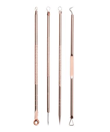 ONLYKXY Rose Gold 4pcs/set Blackhead Comedone Acne Pimple Belmish Extractor Vacuum Blackhead Remover Tool Spoon for Face Skin Care Tool