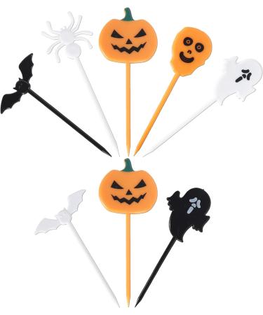 Rsstarxi 50 Pack Plastic Halloween Food Toothpicks Halloween Cupcake Toppers Pumpkin Ghost Spider Bat Cupcake Food Picks for Fruit Appetizer halloween Birthday Party Cake Decorations Design 16 - Buy Online on GoSupps.com