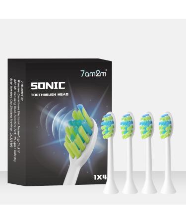 7am2m AM101/AM105 Electric Toothbrush Brush Heads x 4 for 7am2m Electric Toothbrush ONLY (White)