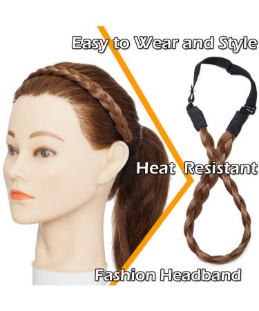 Silk-Co Women s Chestnut Brown Braided Hair Band - Vintage Elastic Headband for Weddings | Art Hair Tie & Braids Extensions (1.5cm) - Buy Online on GoSupps.com