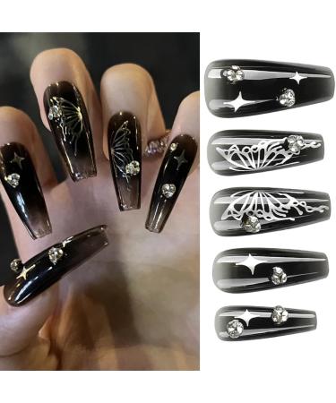 AJTUTUS Butterfly False s Tips Detachable Press On s Full Cover False s French Tip False s Manicures Supplies - Buy Online on GoSupps.com