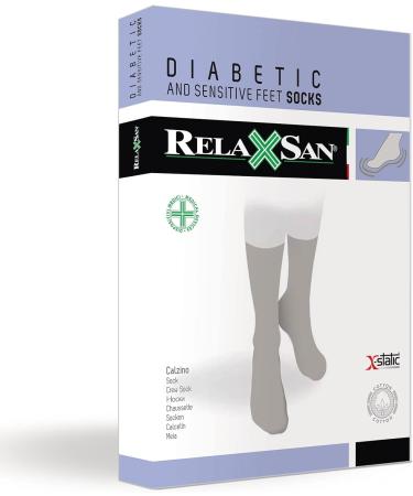 RELAXSAN 550 Diabetic Crew Socks - Non-Binding Seamless Cotton & Silver Socks for Sensitive Feet - Anthracite (Pack of 6) - Buy Online on GoSupps.com