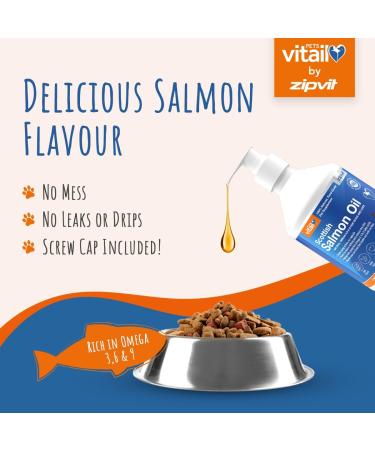Zipvit Salmon Oil for Dogs 1 Litre 100% Pure Scottish Salmon Oil. Natural Omega 3 6 & 9 Supplement for Dogs and Cats. Supports Healthy Coat and Skin and Maintains Joint and Brain Health. 1 l (Pack of 1) - Buy Online on GoSupps.com
