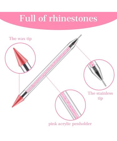 Ouligay Dual Ended Strass Picker Dotting Pen - Interchangeable Wax Heads for Nail Art & DIY Gemstones (Pink) - Buy Online on GoSupps.com