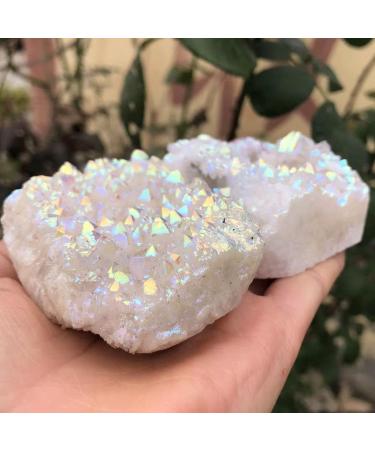 Natural Crystal Rough Crystal Cluster Natural Aura Angel Quartz Cluster Plating Gemstone Cluster Beautiful Natural Crystal Stone QINTINYIN (Size : 150-200g) - Buy Online on GoSupps.com