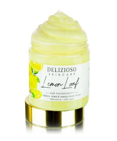 Lemon Loaf 100% Natural & Vegan Raw Nourishment Body Butter - Cocoa Shea & Mango Butter - Rich Quick Absorbing Moisturizer For Body Hands & Feet - Handmade Cruelty Free with Organics Lemon Loaf 8 Ounce (Pack of 1)
