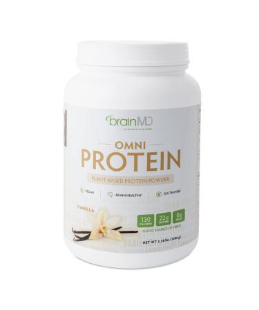 BRAINMD Dr Amen Omni Protein Vanilla - 2.38 lbs - Plant-Based Protein Powder - Promotes Energy & Exercise Recovery - Vegan Vegetarian Sugar Free Gluten Free - 30 Servings