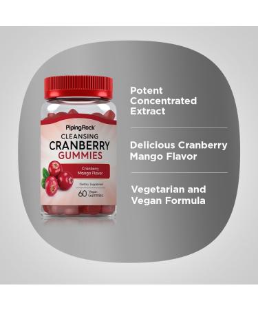 Piping Rock Cranberry Gummies | 60 Count | Cleansing Supplement for Women and Men | Cranberry Mango Flavor | Vegan Non-GMO Gluten Free - Buy Online on GoSupps.com