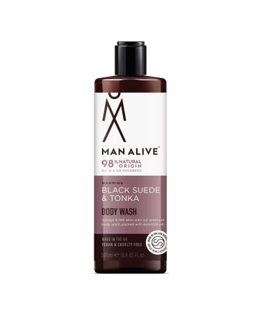 MAN ALIVE Shower Gel for men 500ml mens body wash & face wash contains a masculine scent Vegan SLS Free & sulfate free formula. ideal mens grooming gifts for men (Black Suede & Tonka Single) Black Suede & Tonka 500 ml (Pack of 1)