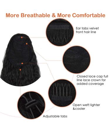 55.9 cm Curled Ponytail Extension - Long Black Drawstring Hair Part for Women | Corrugated Style - Buy Online on GoSupps.com