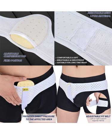 Hernia Belts for Men & Women - Adjustable Support Pain Relief with Removable Compression Pad - Left & Right Hernia - Size M (White) - Buy Online on GoSupps.com