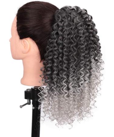 Colorfulpanda Curly Ponytail Extension | Afro Drawstring Kinky Pony Tail for Black Women | Synthetic Hairpiece Ombre Grey - 14inches - Buy Online on GoSupps.com