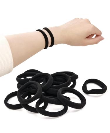 Fouews 100PCS Seamless Cotton Hair Ties for Women, Girls & Babies - Gentle Elastic Ponytail Holders for Thick, Heavy & Curly Hair - Black - Buy Online on GoSupps.com