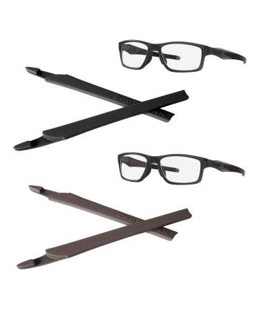 StaySoft Replacement Temple Ear Socks Nose Pads for Oakley Crosslink PRO Switch Sweep Eye Glasses Frame Black + Brown Ear Socks