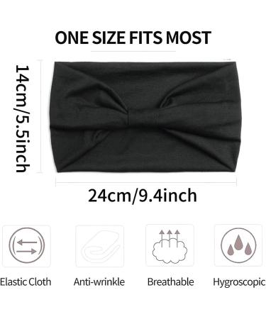 scicent Head bands for Girl's Hair Wide Soft Ladies Headband Boho Fashion Bandanas Knot Adult Scarfs Hairbands Elastic Fashion Yoga Hair Bands for Women Black - 3514 - Buy Online on GoSupps.com
