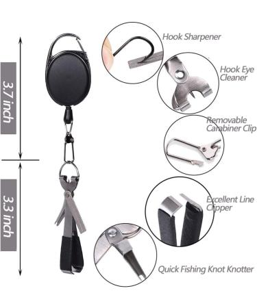 HIBD Fishing Quick Knot Tying Tool - Stainless Steel 4 in 1 Tool with Fly Line Clippers, Hook Sharpener, and Zinger Retractor - 2 Sets (Silver and Black Body with Red Grips) - Buy Online on GoSupps.com