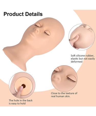 Fenshine Silicone Lash Mannequin Head with Replaced Eyelids - Soft Practice Head for Eyelash Extension Training (Skin Color) - Buy Online on GoSupps.com