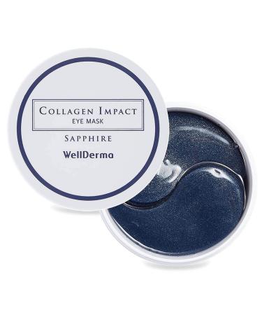 WELLDERMA Collagen Impact Sapphire Eye Mask 60 Sheets - Moisturizing Hydrogel Eye Patches with Enriched Hydrolyzed Collagen  Under Eye Patches for Dark Circles  Wrinkles  Dry and Dull Skin Eye Wrinkle