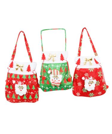 Anneome Santa Present 3pcs Christmas Candy Bag Candy Bags Christmas Drawstring Bag Decorative Hand Bags Backpack Bag
