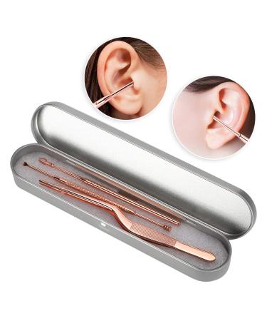 Stainless Steel 3-Piece Ear Cleaning Tool Set Ear Spoon Earwax Remover & Rotatable Tweezers for Effective Ear Care - Buy Online on GoSupps.com