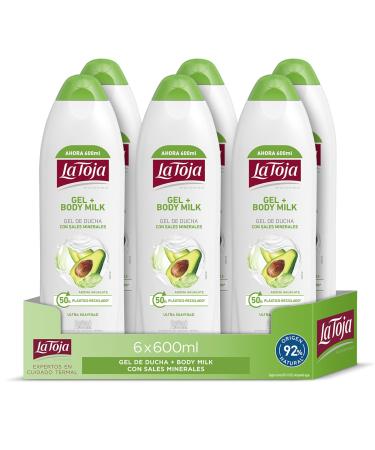 La Toja La Toja Avocado Shower Gel & Body Milk Pack of 6 x 600 ml (3600 ml) Radiant Soft and Healthy Skin Intensive Skin Care 4050 g