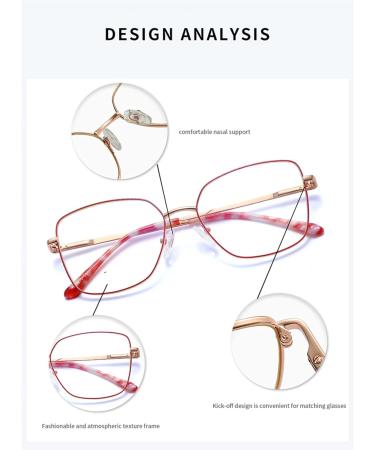 Buy Blue Light Blocking Cat Eye Glasses | Non-Prescription Clear Lens Metal Frame for Men & Women - Classic Style - Buy Online on GoSupps.com
