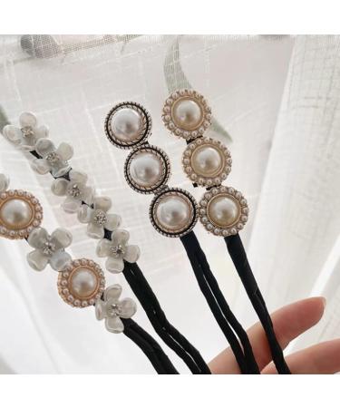 4PCS Pearl Flowers Hair Bun Maker Hair Bow Twist Headband Donut Bun Maker Hair Styling Tool Hair Accessories for Women Girls Magic Donut Hair Bun Maker - Buy Online on GoSupps.com
