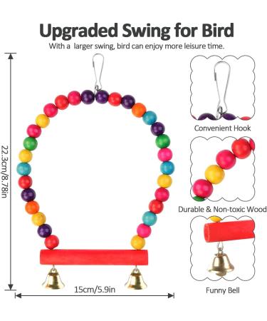 Pethee 8 Pack Budgie Toys Bird Toys Set Bird Swing Chew Toys Bells Hanging Mirror Climbing Ladders Wooden Chewing Toy for Parrot Conure Cockatiel Lovebird Parrotlet - Buy Online on GoSupps.com
