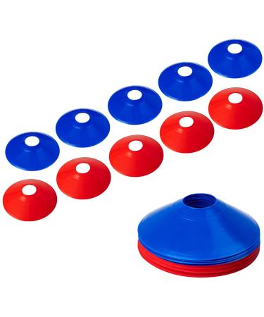 10Pcs Pro Disc Cones - Training Cones Agility Soccer Cones with Carry Bag for Training Soccer Football Basketball Kids and Other Sports and Games (Blue&Red Thickened Version 24g)