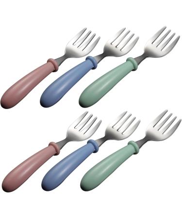 Toddler Forks 6PCS Stainless Steel Safe Baby Forks Small Forks Kids Forks Baby Utensils for Self Feeding 3 Colors Kids Forks with Round Handle Baby Utensils - Buy Online on GoSupps.com