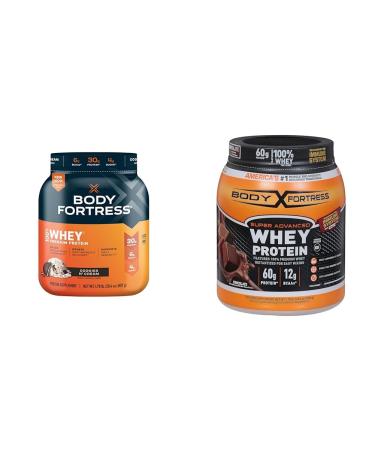 Body Fortress 100% Whey Premium Protein Powder Cookies N' Cream 1.78lbs (Packaging May Vary) & 100% Whey Premium Protein Powder Chocolate 1.78lbs (Packaging May Vary) Cookies & Cream + Chocolate 3.56 Pound (Pack of 2)