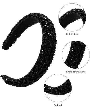 scicent Black Headband Rhinestone Crystal Embellished Hairbands for Women Girls Vintage Padded Non-Slip Head Band Wide Retro Hair Band Fashion Hair Accessories for Wedding - 27603 - Buy Online on GoSupps.com