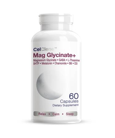 Magnesium Glycinate+ Supports Stress Relief Sleep Heart Health Nerves Muscles and Metabolism with Magnesium Glycinate GABA L-Theanine 5-HTP Melatonin Vitamin B6 and Vitamin D3