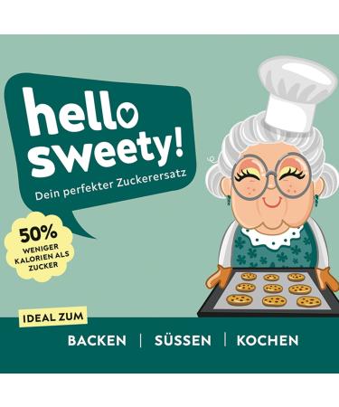 Hello Sweety - Vegan Gluten-Free Sugar Alternative (250g) | Healthy Baking Sweetener with Inulin Erythritol Stevia & Isomaltulose - Buy Online on GoSupps.com
