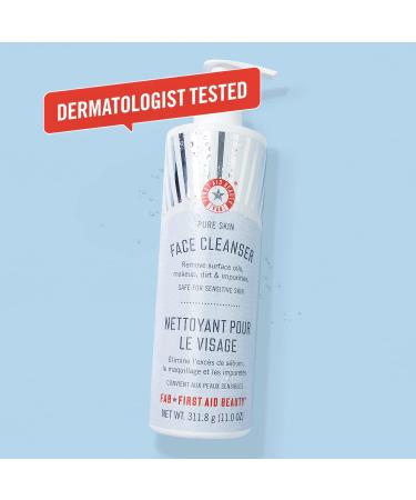 First Aid Beauty Pure Skin Face Cleanser - 11 oz Sensitive Skin Cream Cleanser with Antioxidant Booster - Buy Online on GoSupps.com