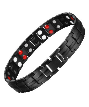 Titanium Magnetic tabs for men double row 3500 Gauss magnets with adjustable tools for men father grandpa gift (black 2)