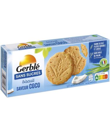 Pack of 6 units *** GERBLE Coconut flavored biscuits without sugar freshness sachets 3x4 biscuits 132g*** i.e. a box format of 6 units ***