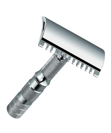 Merkur 985 Razor Comb detachable Travel Chrome in protective leather silver