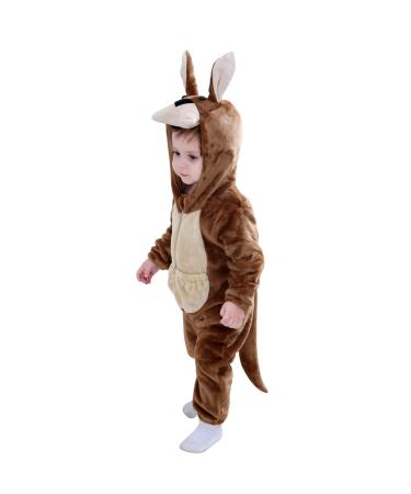 Doladola Unisex Baby Hooded Cartoon Animal Romper Toddler's Jumpsuit Baby's Outfit Infant's Pajama 0-3 Months Kangaroo
