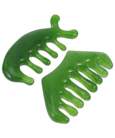 Minkissy Jade scalp massage comb natural massage comb wide tooth gua sha comb antistatic head massage device for hair growth and full body acupressure