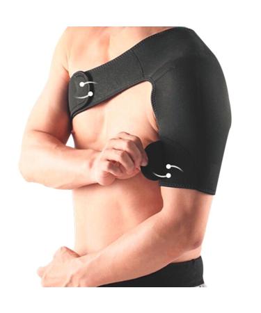 tesrgre Shoulder Support Brace Back Guard Strap Wrap Belt Band Pads Single Shoulder Adjustable Breathable Sports Care Guard Protect left shoulder support black