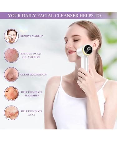 Easterville Rechargeable Facial Cleansing Brush - IPX6 Waterproof Spin Face Scrubber with 3 Speeds & 6 Brushes for Exfoliation - Silicone Face Cleanser (A-White) - Buy Online on GoSupps.com