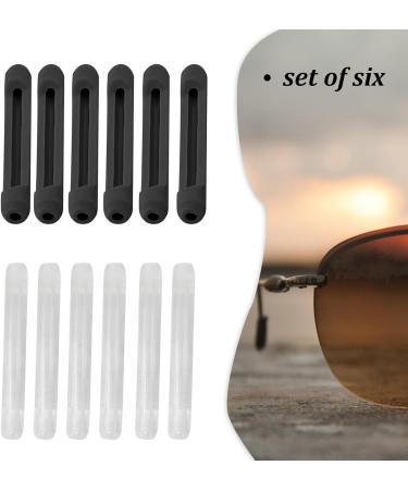 6 Pairs Anti-Slip Silicone Glasses Brackets - Repair & Support for Short-Sighted Glasses & Sunglasses (Black & Transparent) - Buy Online on GoSupps.com