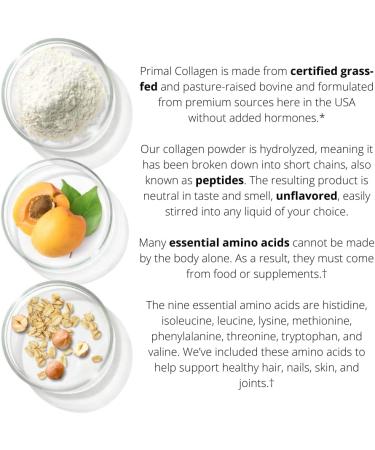 Primal Harvest Collagen Powder - Type I & III Peptides for Hair, Skin, Nails & Joints - 10 Oz Powder for Men & Women - Buy Online on GoSupps.com