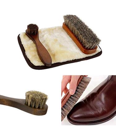 Set of 2 Wooden Shoe Brushes with Horse Hair Bristles - Shoe Shine, Clean, Buff, and Polish Shoes, Sofas, Bags, and Furniture - Buy Online on GoSupps.com