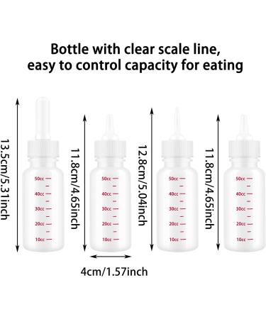 PUFEUOO 4Pcs 50ml Pet Feeding Bottle Kitten Puppy Feeding Bottles with Different Nipples for Newborn Animal Feeder - Buy Online on GoSupps.com