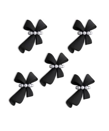 cdar Nail Charms Wide Application Eye-catching Decorative 3D Bow-Knot Nail Art Tips Ornaments Gift for Girl Black
